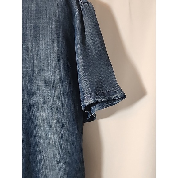 Chelsea & Theodore‎ Peplum Embroidered Floral Top Chambray Blouse Women Large - Picture 6 of 13